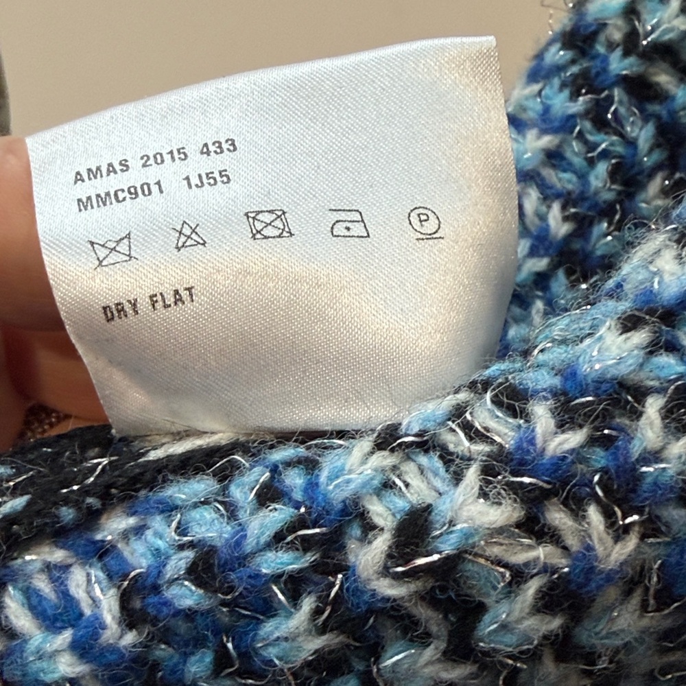 Miu Miu Blue and Black Geometric Knit Cardigan - Picture 5 of 6